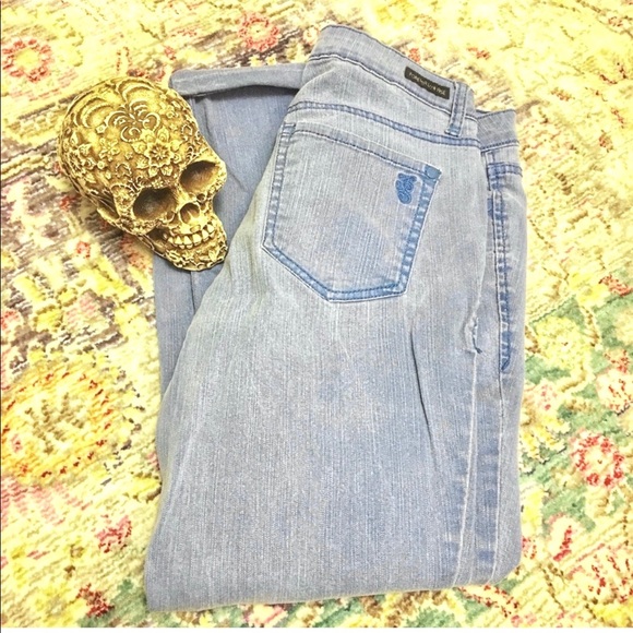 Jessica Simpson Cropped Blue Skinny Jeans - Picture 3 of 6